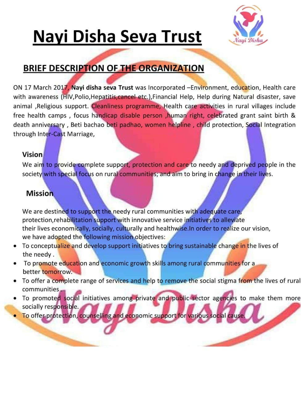 Nayi disha Seva trust gorakhpur